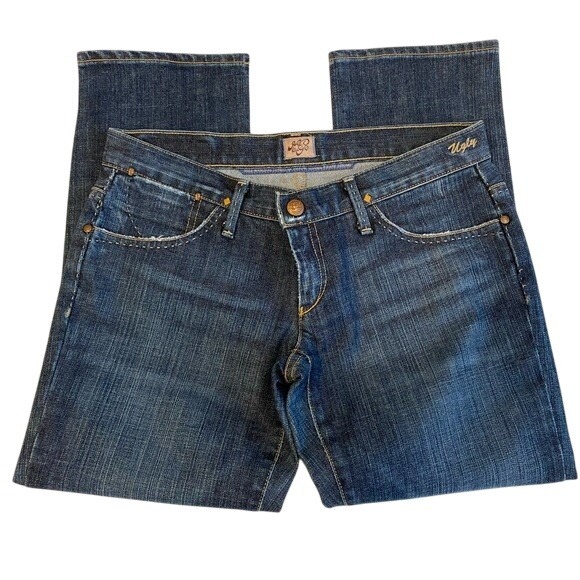 GoldSign Vintage Ugly Capri Jeans Dark Wash Made in USA Luxury Denim 30 Mid-rise - Picture 1 of 11